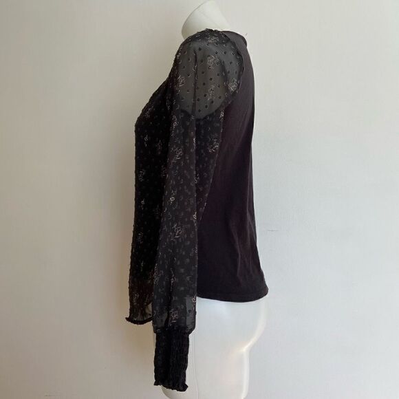 L C Lauren Conrad Sheer long sleeve boho blouse - Picture 4 of 7